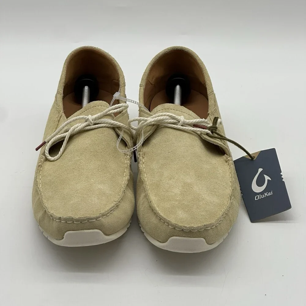 OluKai Ka'a Driver Golden Sand Suede Loafer Boat Slide Shoes Men's Size 15 NWOB